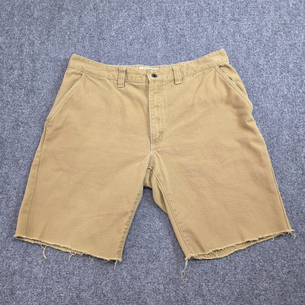 Filson Warm Khaki Cutoff Shorts Mens 38 (Fits 36) Distressed Raw Hem Outdoor